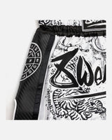 8 WEAPONS Muay Thai Shorts Carbon Sak Yant Tigers - Wit