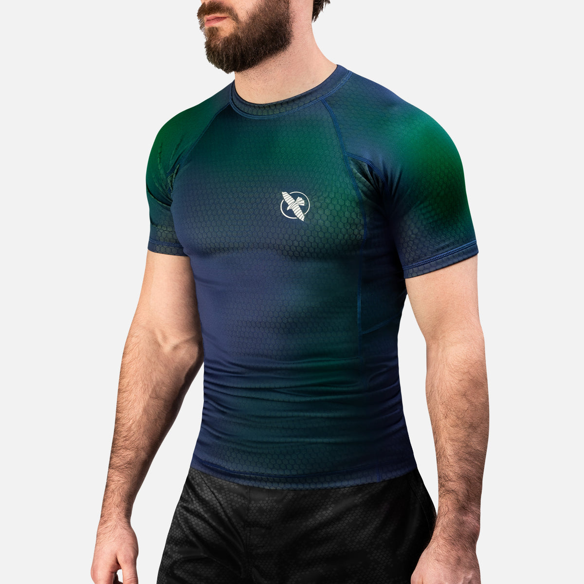 Hayabusa Rashguard Fusion Korte Mouwen - Blauw/Groen