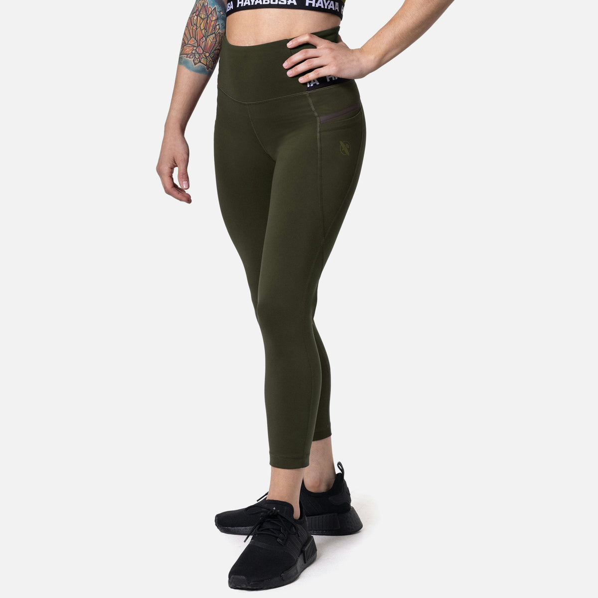 Hayabusa Leggings High Rise 3/4 Dames - Olijfgroen