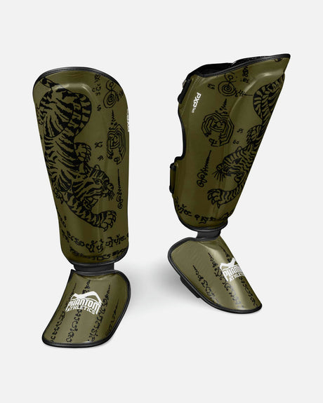 Espinilleras Phantom Athletics Muay Thai – Verde militar