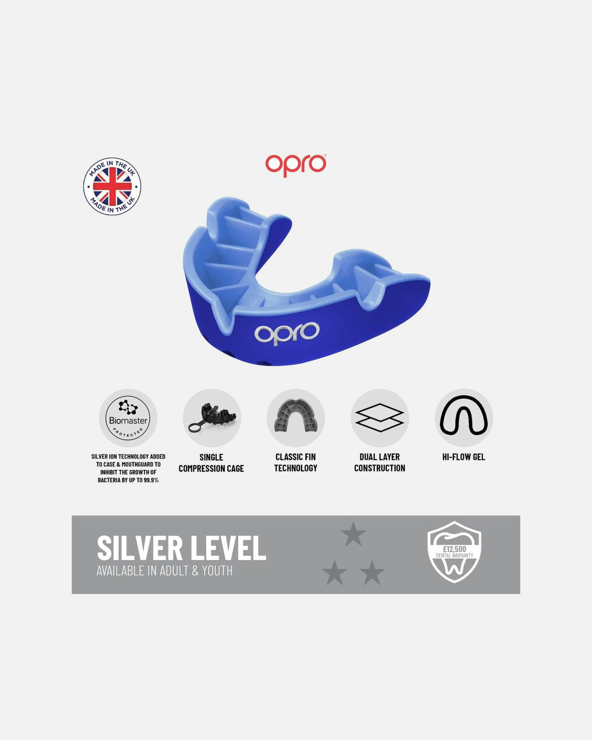 OPRO Bitje UFC Silver - Zwart/Rood