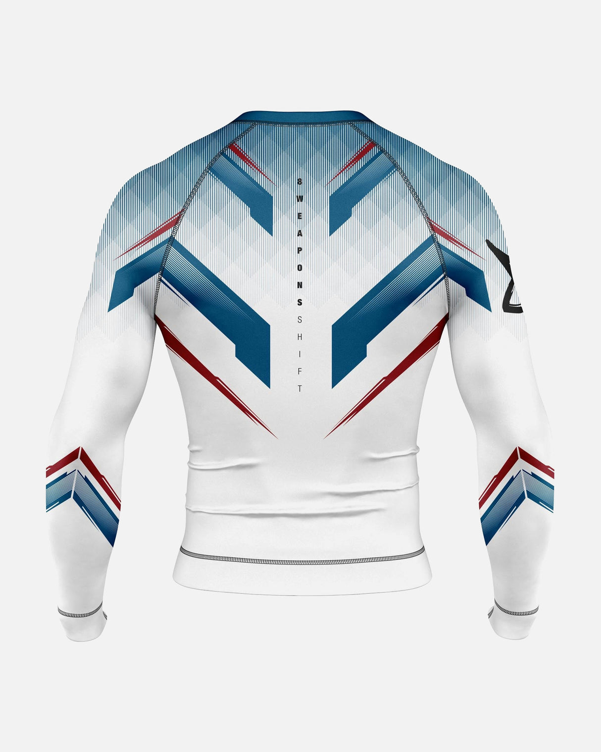Rashguard 8 WEAPONS Shift – Bílá/Tmavě modrá/Červená