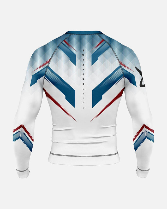 Rashguard 8 WEAPONS Shift – Blanco/Azul marino/Rojo