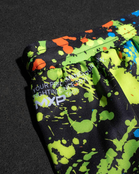 Phantom Athletics MMA Shorts Fusion Splatter - Zwart/Neon