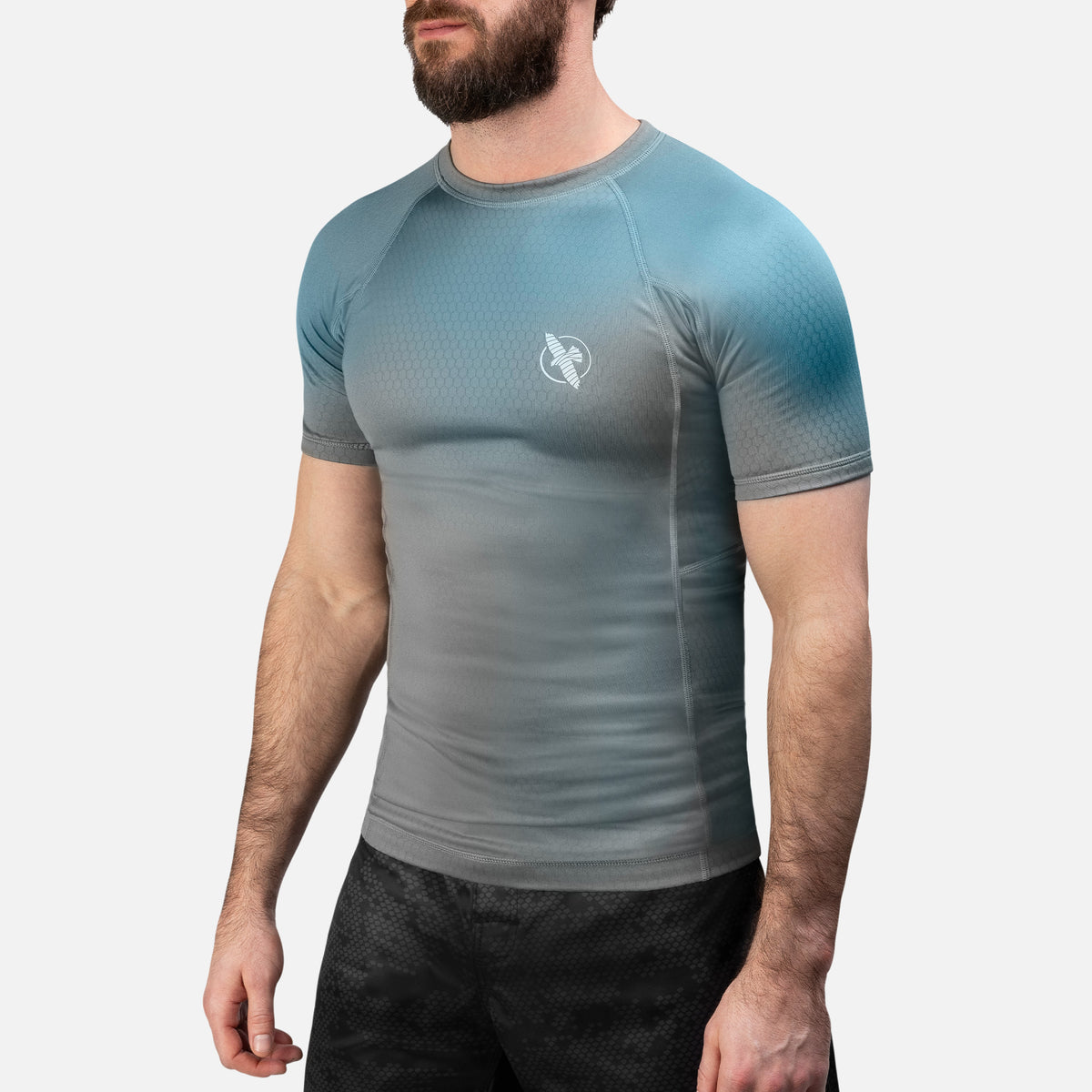 Hayabusa Rashguard Fusion Korte Mouwen - Grijs/Aqua
