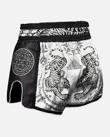 8 WEAPONS Muay Thai Shorts Carbon Sak Yant Tigers - Wit