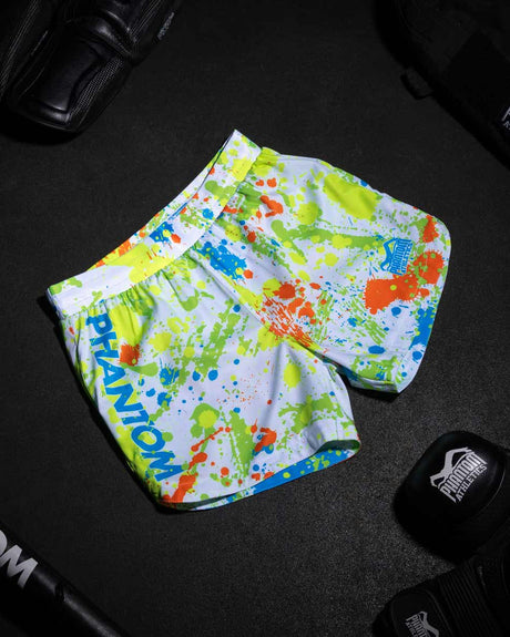 Phantom Athletics MMA Shorts Fusion Splatter – White/Neon