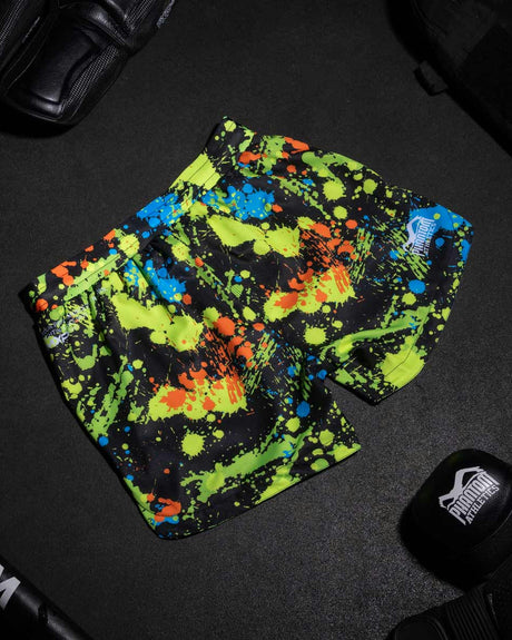Phantom Athletics MMA Shorts Fusion Splatter - Zwart/Neon