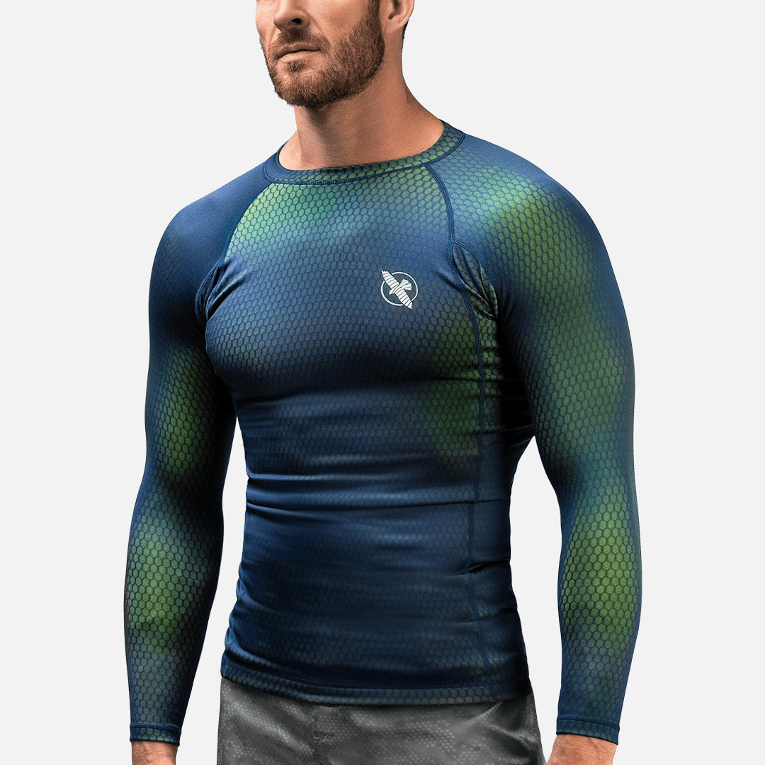 Hayabusa Rashguard Fusion Lange Mouwen - Blauw/Groen