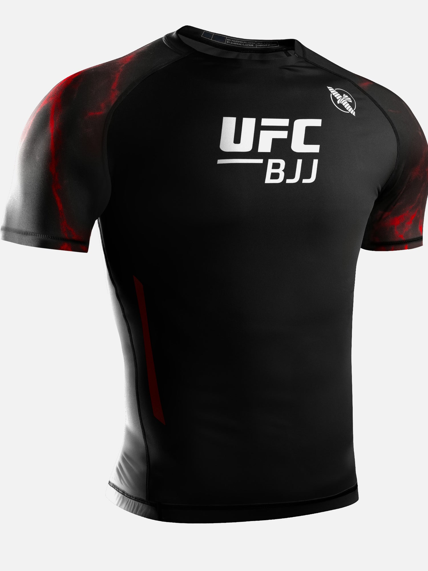 Rashguard de BJJ Hayabusa x UFC Mangas Curtas – Preto/Vermelho