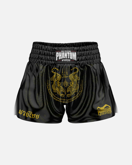 Pantaloni scurți Muay Thai Phantom Athletics Sak Yant – Negru/Auriu