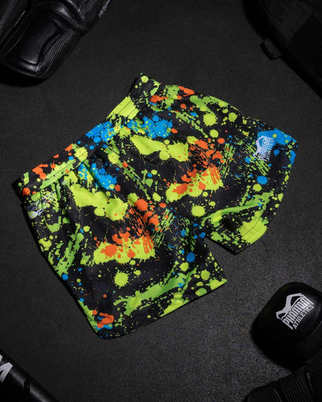 Phantom Athletics MMA Shorts Fusion Splatter – Black/Neon