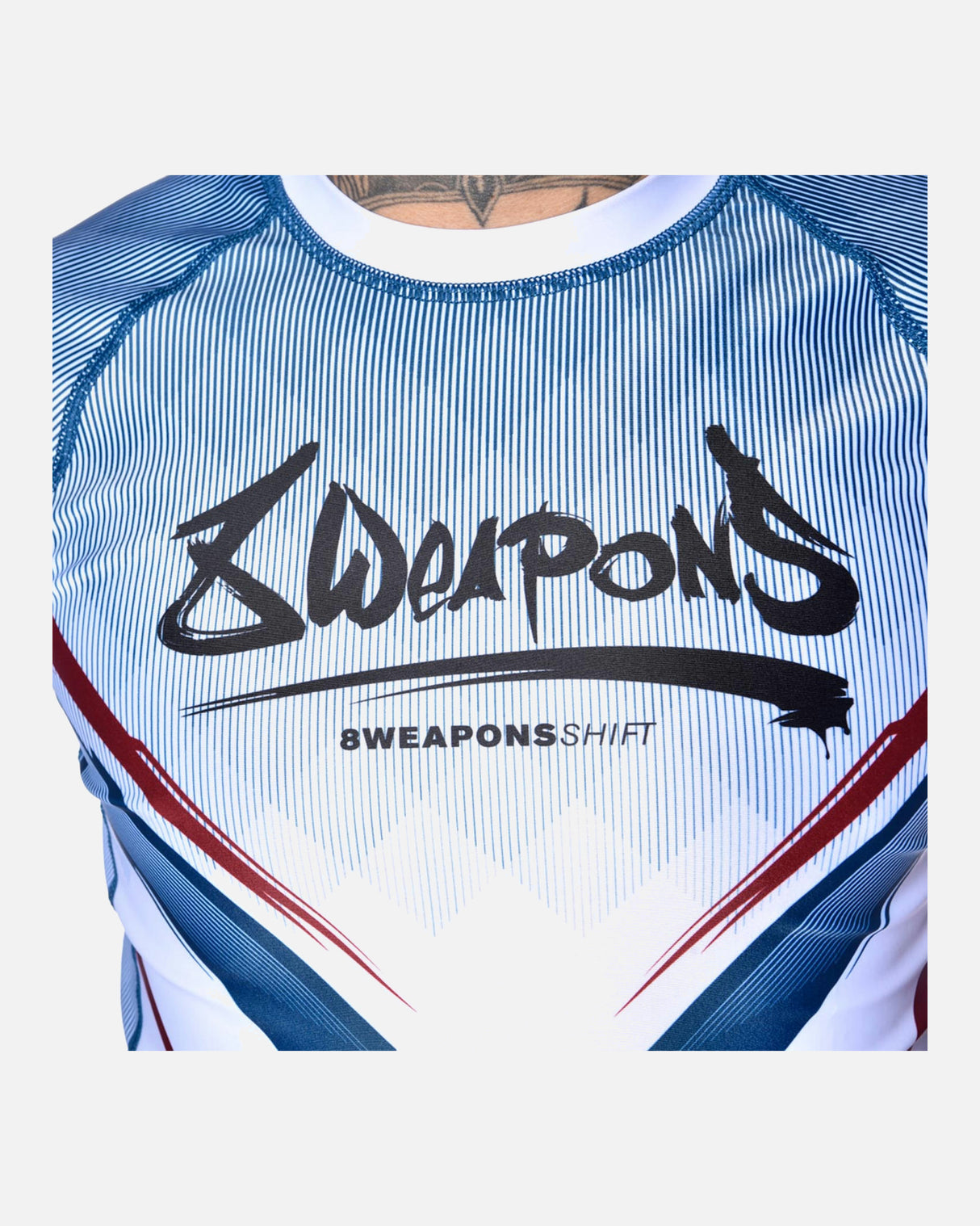8 WEAPONS Rashguard Shift - Wit/Navy/Rood