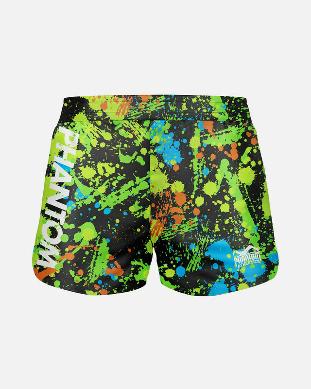 Phantom Athletics MMA Shorts Fusion Splatter - Zwart/Neon