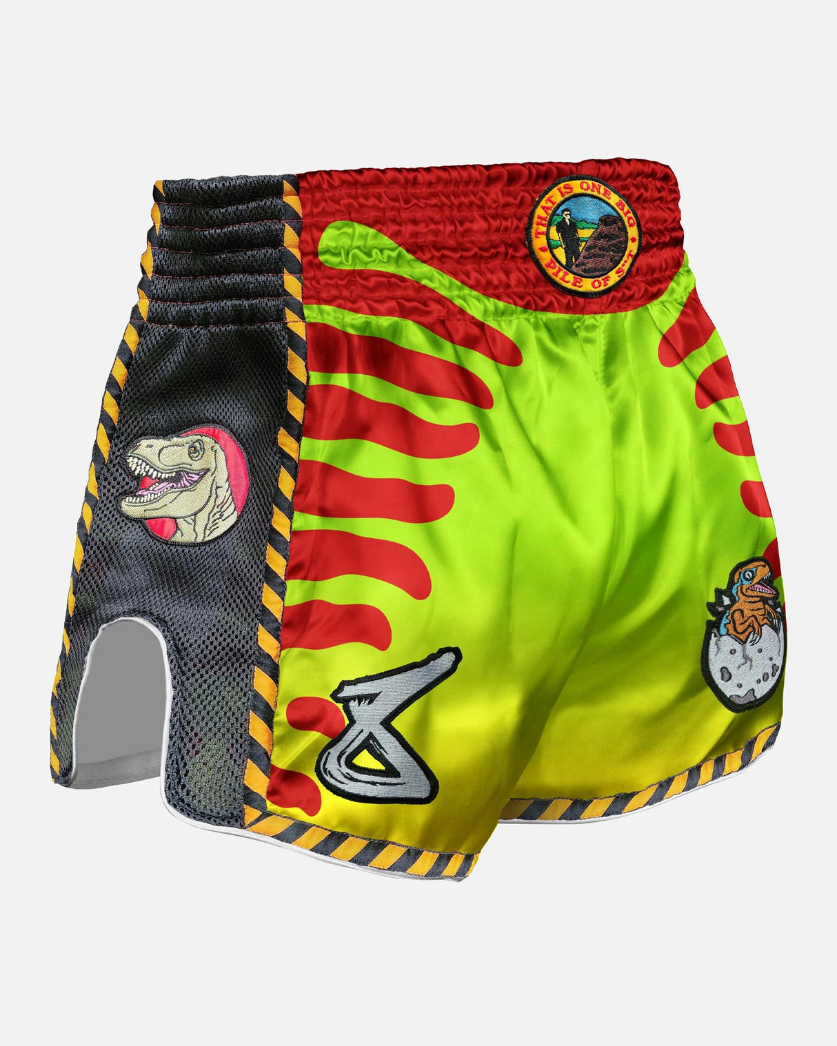 8 WEAPONS Muay Thai Shorts Jurassic - Neon Groen/Bloedrood