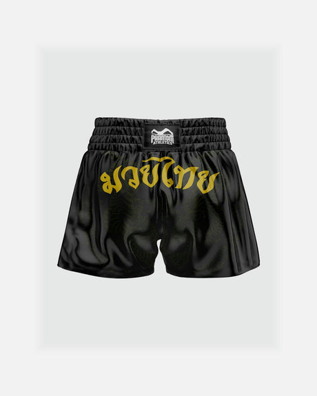 Pantaloni scurți Muay Thai Phantom Athletics Sak Yant – Negru/Auriu
