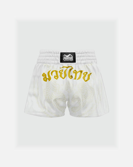 Spodenki Muay Thai Phantom Athletics Sak Yant – Biały/Złoty