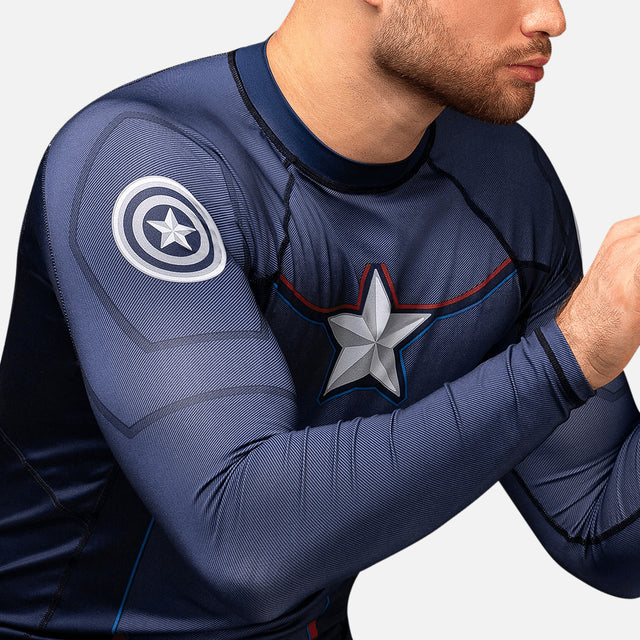 Marvel Rashguard Captain America Lange Mouwen - Blauw