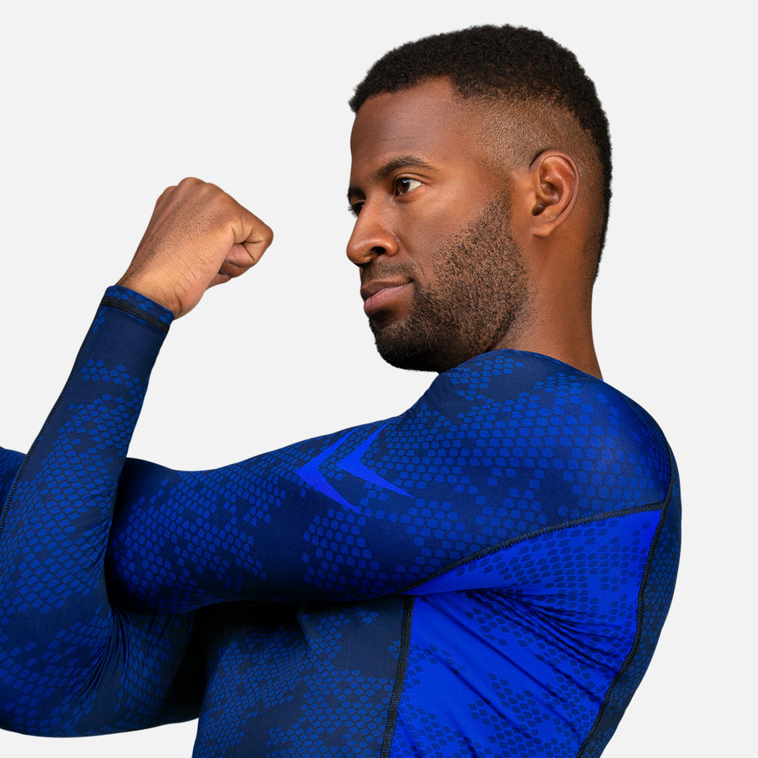 Rashguard Hayabusa Ranked Manga Comprida – Azul