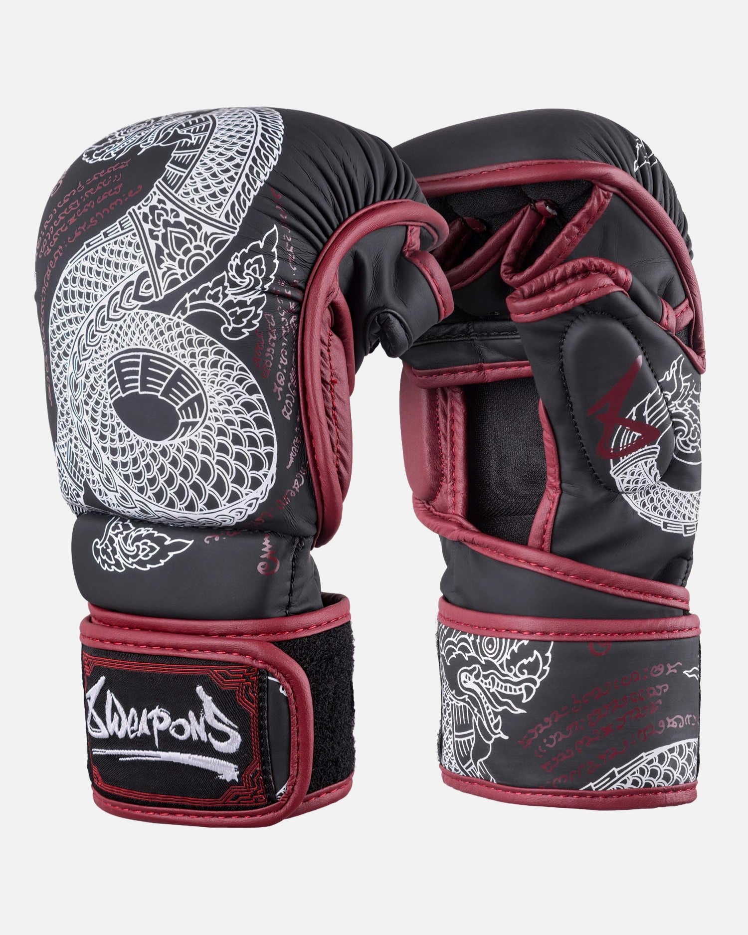 Guantes de MMA 8 WEAPONS Sak Yant Naga – Negro/Rojo Púrpura