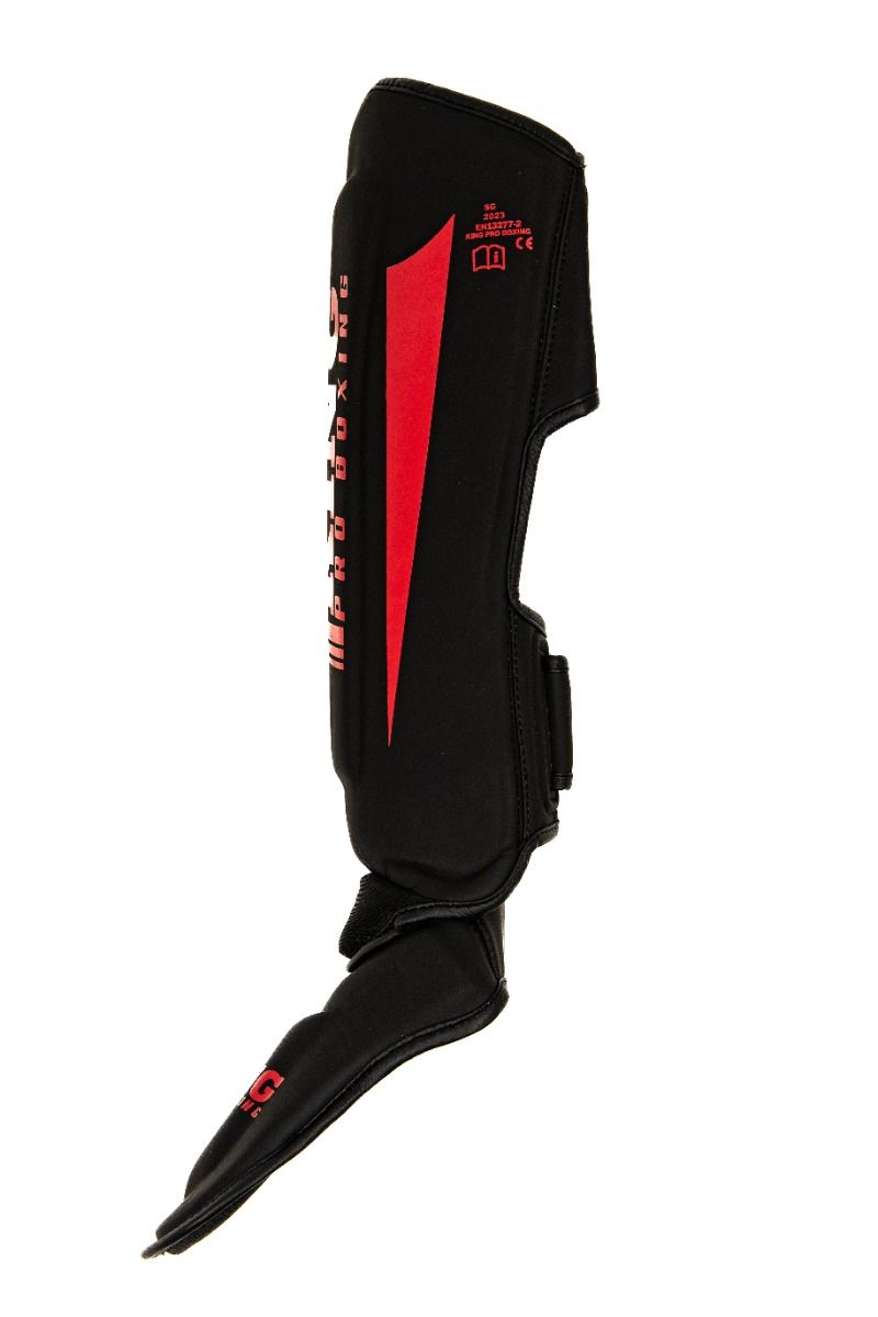 King Pro Boxing Kickboxing Shin Guards Revo - Black/Red