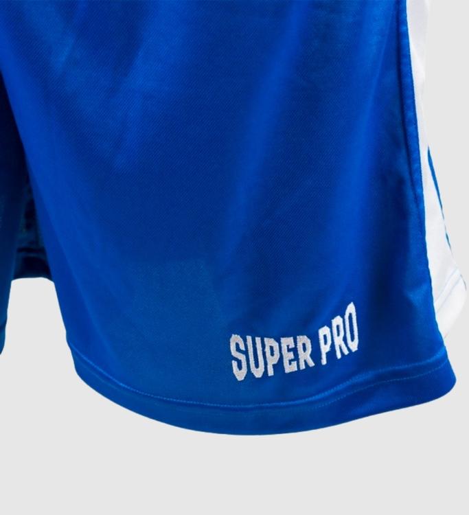 Super Pro Boksbroek Club - Blauw/Wit - Shorts