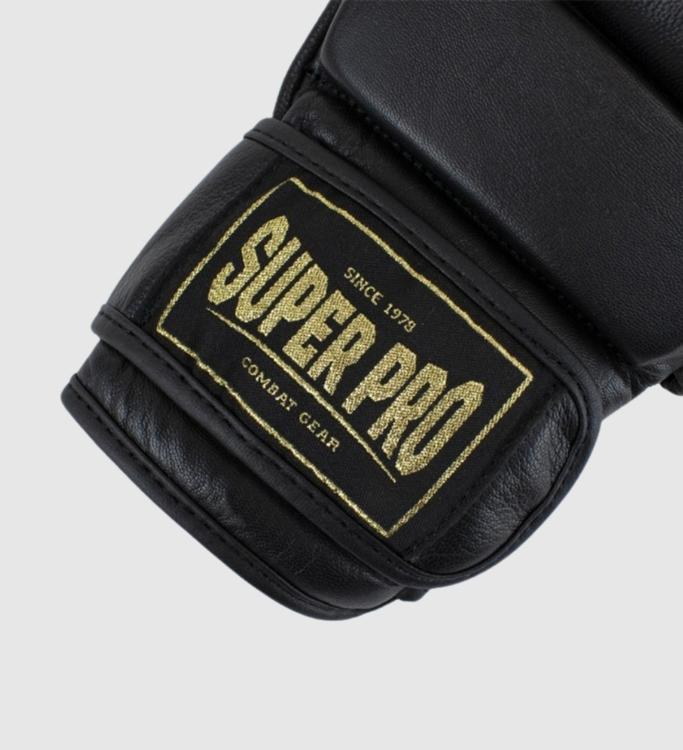 Super Pro Combat Gear MMA Shooter Handschoenen - Zwart/Goud - MMA Handschoenen