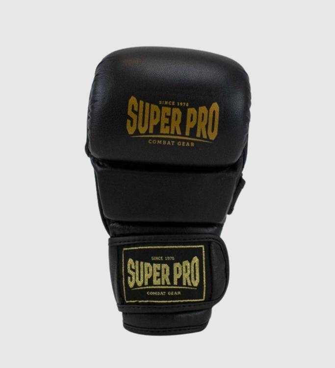 Super Pro Combat Gear MMA Shooter Handschoenen - Zwart/Goud - MMA Handschoenen