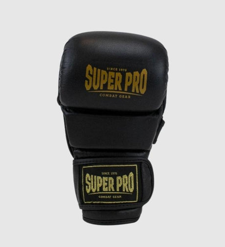 Super Pro Combat Gear MMA Shooter Handschoenen - Zwart/Goud - MMA Handschoenen