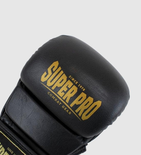 Super Pro Combat Gear MMA Shooter Handschoenen - Zwart/Goud - MMA Handschoenen
