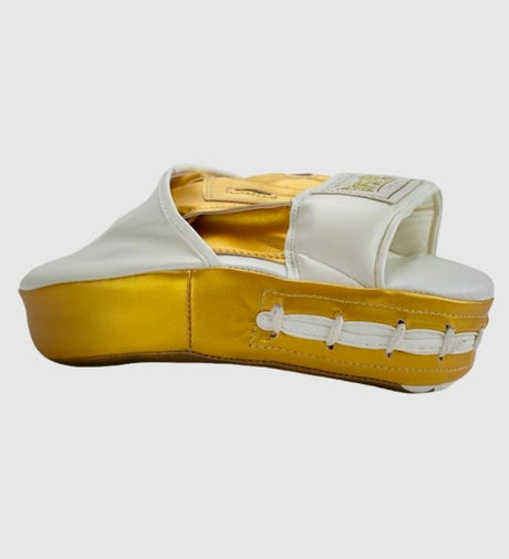 Super Pro Handpads Curved Kunstleer - Wit/Goud - Trap & Stootkussens