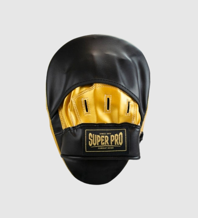 Super Pro Handpads Curved Kunstleer - Zwart/Goud - Trap & Stootkussens