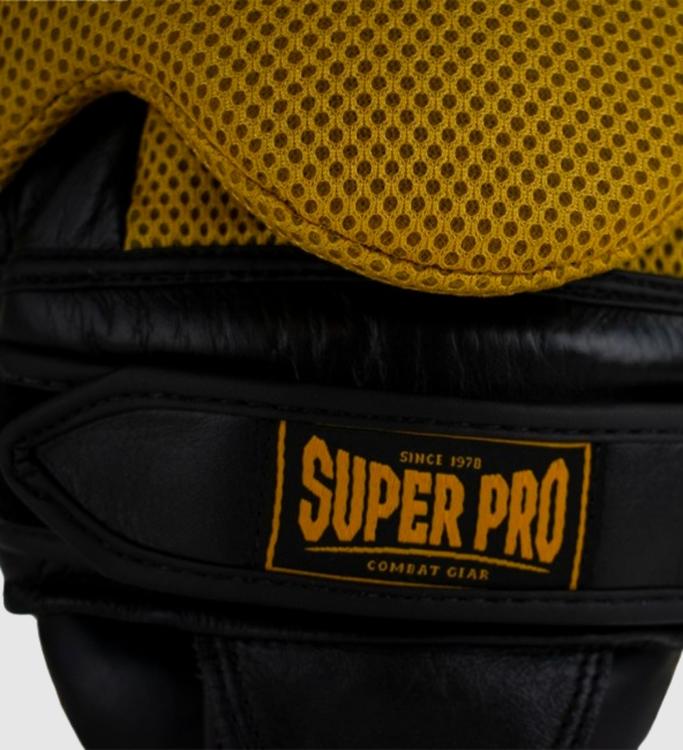 Super Pro Handpads Curved Leer - Zwart/Goud - Trap & Stootkussens