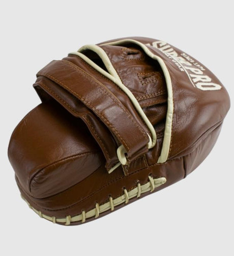 Super Pro Handpads Vintage Curved Leer - Bruin/Wit - Trap & Stootkussens
