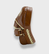 Super Pro Handpads Vintage Curved Leer - Bruin/Wit - Trap & Stootkussens