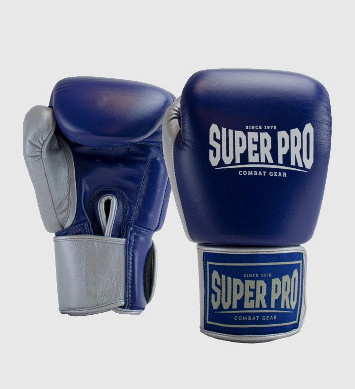 Super Pro (Kick)Bokshandschoenen Enforcer - Blauw/Zilver - (Kick)Bokshandschoenen