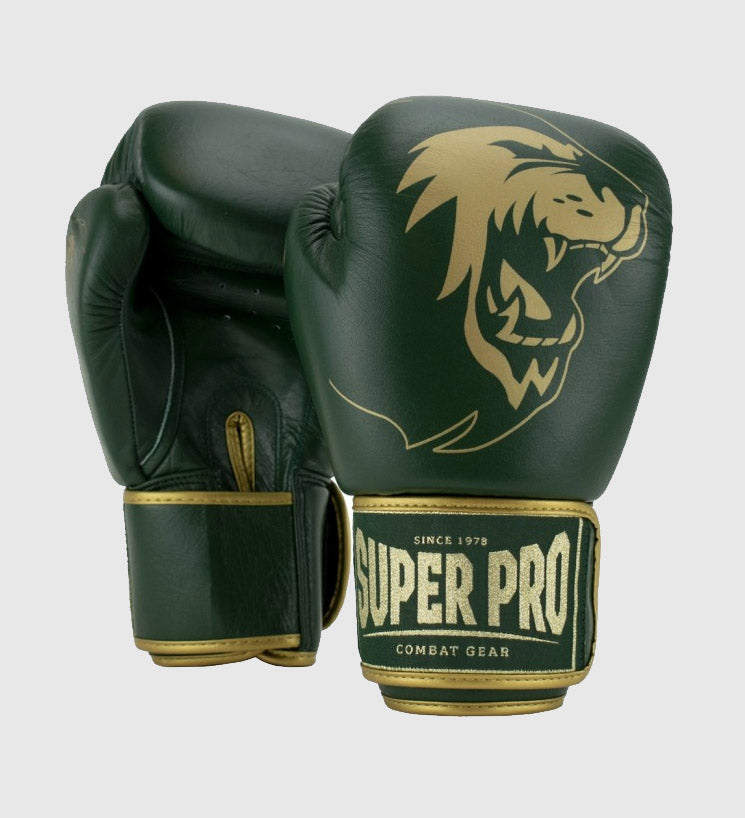 Super Pro (Kick)Bokshandschoenen Warrior - Groen/Goud - (Kick)Bokshandschoenen