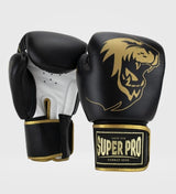 Super Pro (Kick)Bokshandschoenen Warrior - Zwart/Goud/Wit - (Kick)Bokshandschoenen