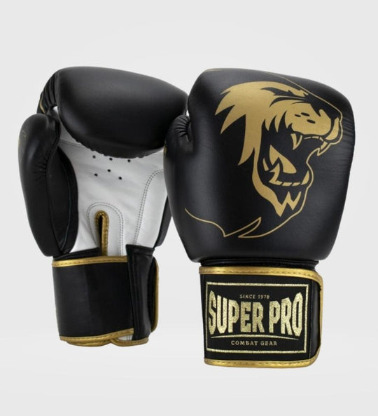 Super Pro Bokshandschoenen Warrior - Zwart/Goud/Wit