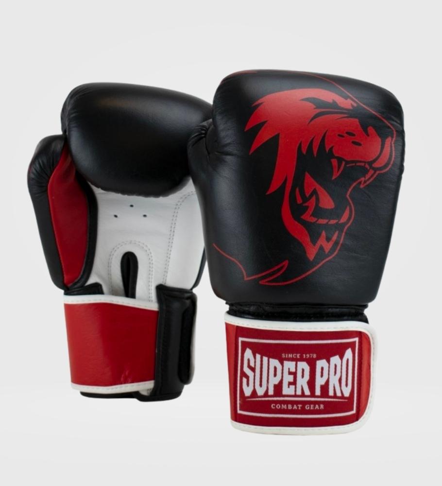 Super Pro (Kick)Bokshandschoenen Warrior - Zwart/Rood/Wit - (Kick)Bokshandschoenen