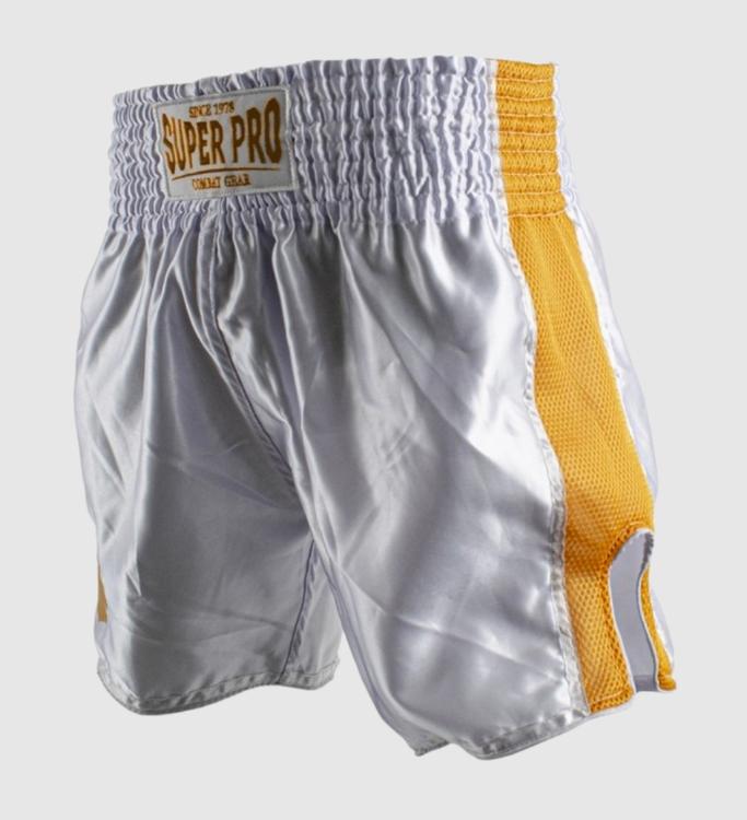 Super Pro Kickboks Broekje Brave - Wit/Goud - Shorts