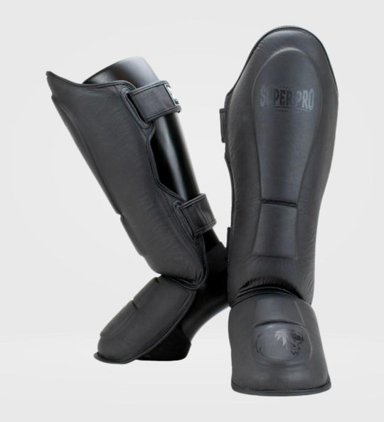 Super Pro Kickboks Scheenbeschermers Guardian Leer - Mat Zwart