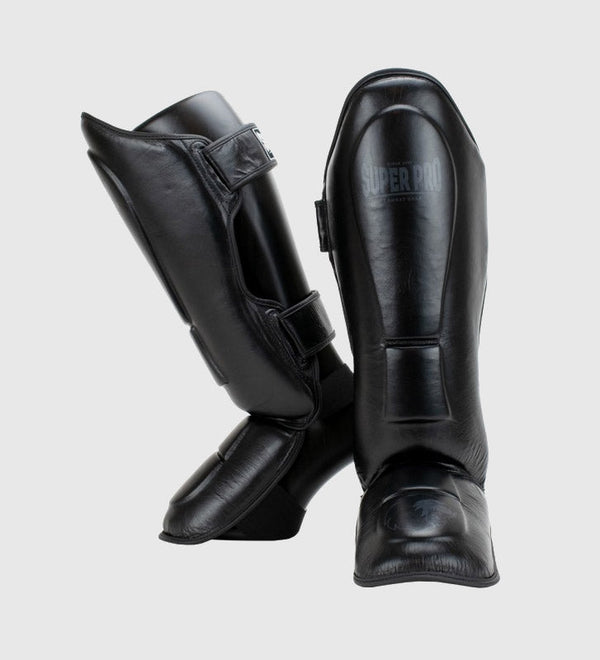 Super Pro Kickboks Scheenbeschermers Guardian Leer - Zwart