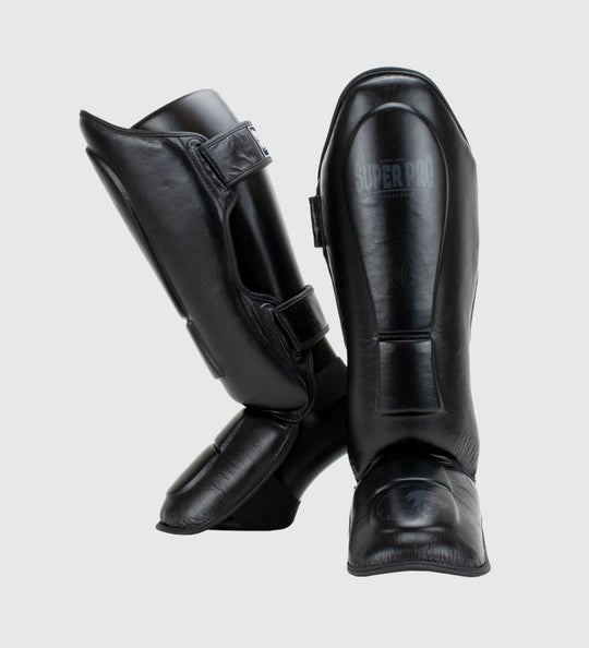Super Pro Kickboks Scheenbeschermers Guardian Leer - Zwart
