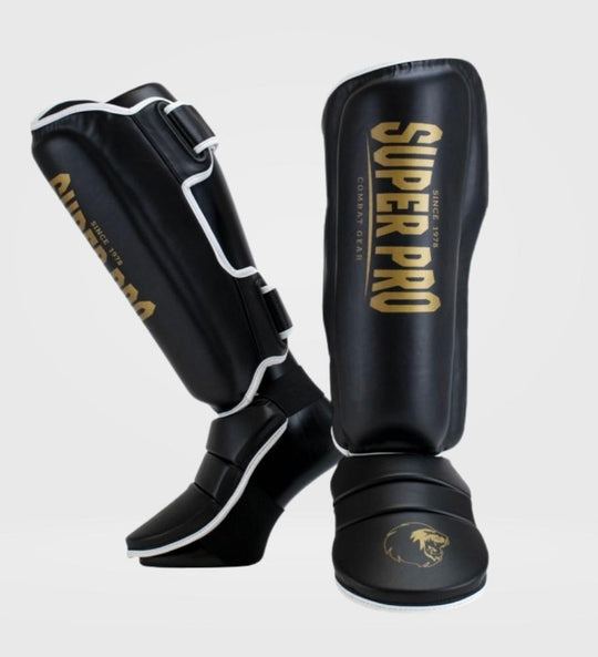 Super Pro Kickboks Scheenbeschermers Protector - Zwart/Goud