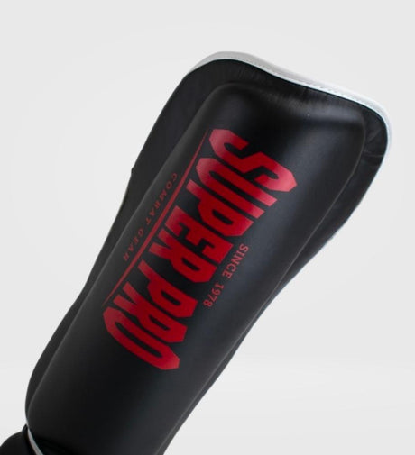 Super Pro Kickboks Scheenbeschermers Protector - Zwart/Rood - Scheenbeschermers