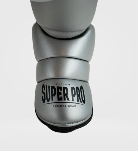 Super Pro Kickboks Scheenbeschermers Rebel - Zilver/Wit - Scheenbeschermers