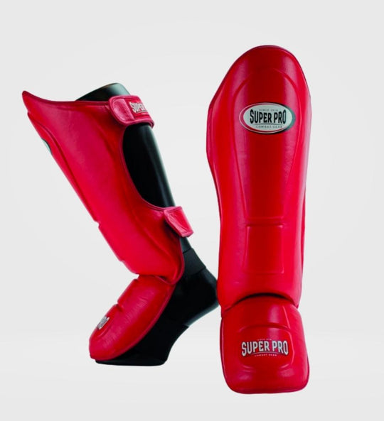 Super Pro Kickboks Scheenbeschermers Thai Pro Leer - Rood