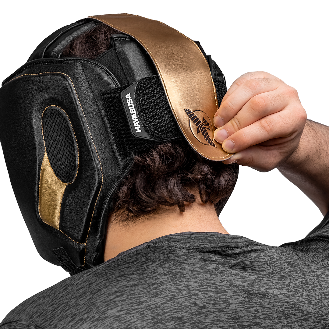 Hayabusa Hoofdbeschermer T3 met wang bescherming - Zwart/Goud