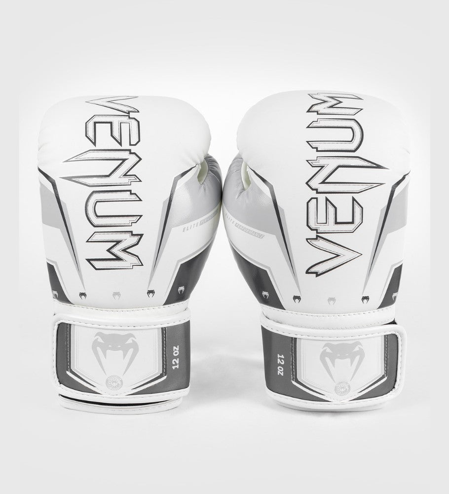 Venum (Kick)Bokshandschoenen Elite Evo -Wit/Zilver - (Kick)Bokshandschoenen